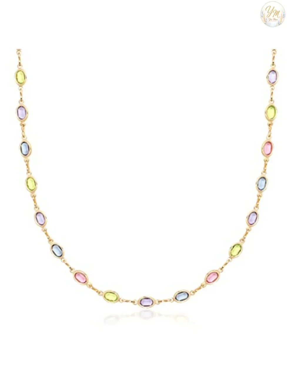 18K Gold Plated Oval Crystal Pendant Necklace for Women - Made in Brazil